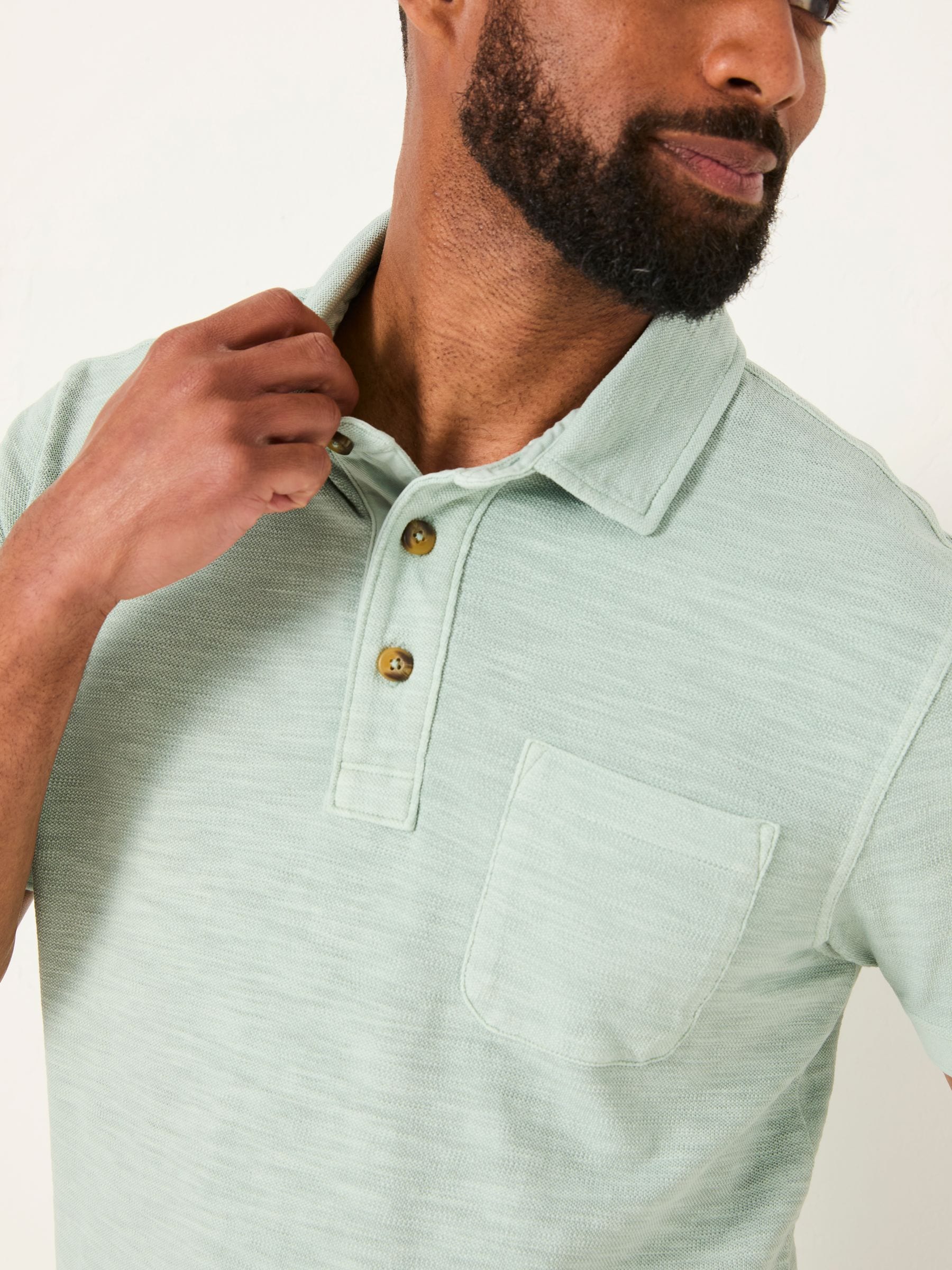 Light Blue Short Sleeve Slub Pique Polo