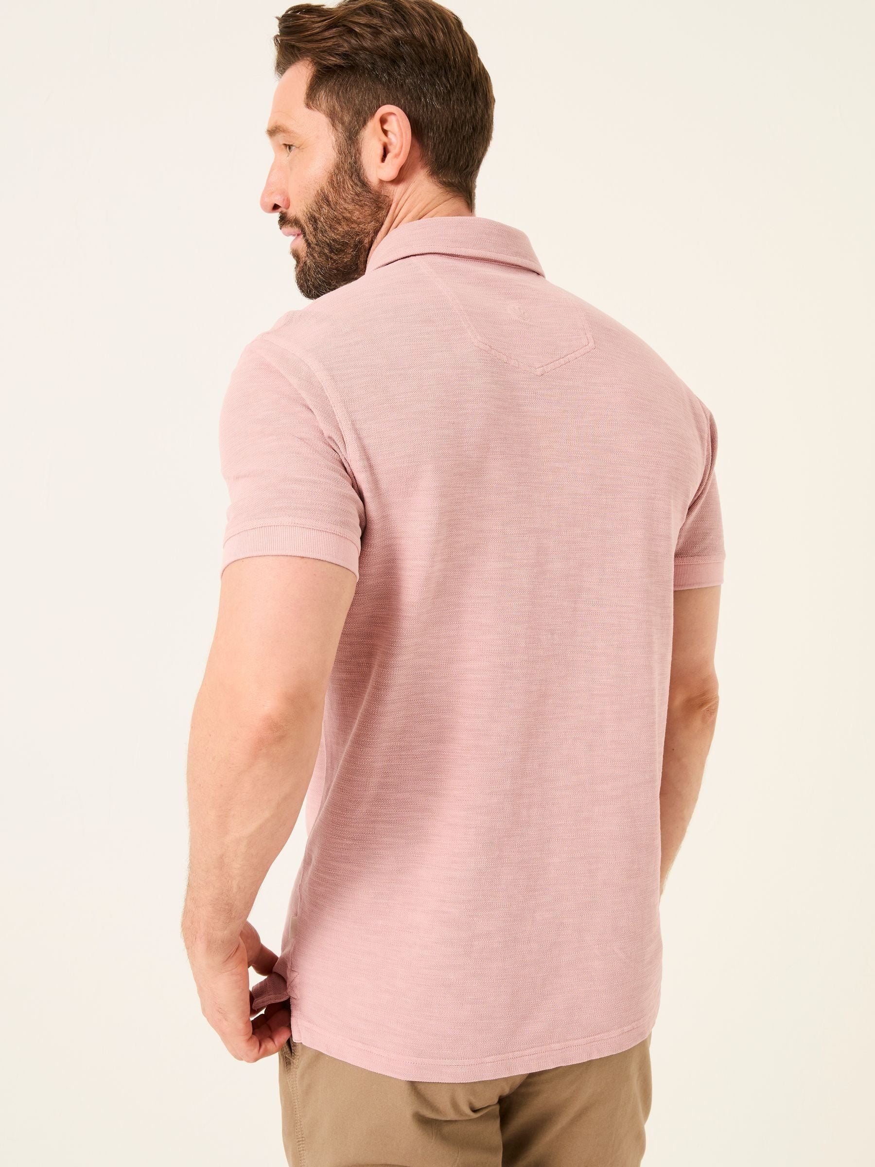 Blush Pink Short Sleeve Slub Pique Polo