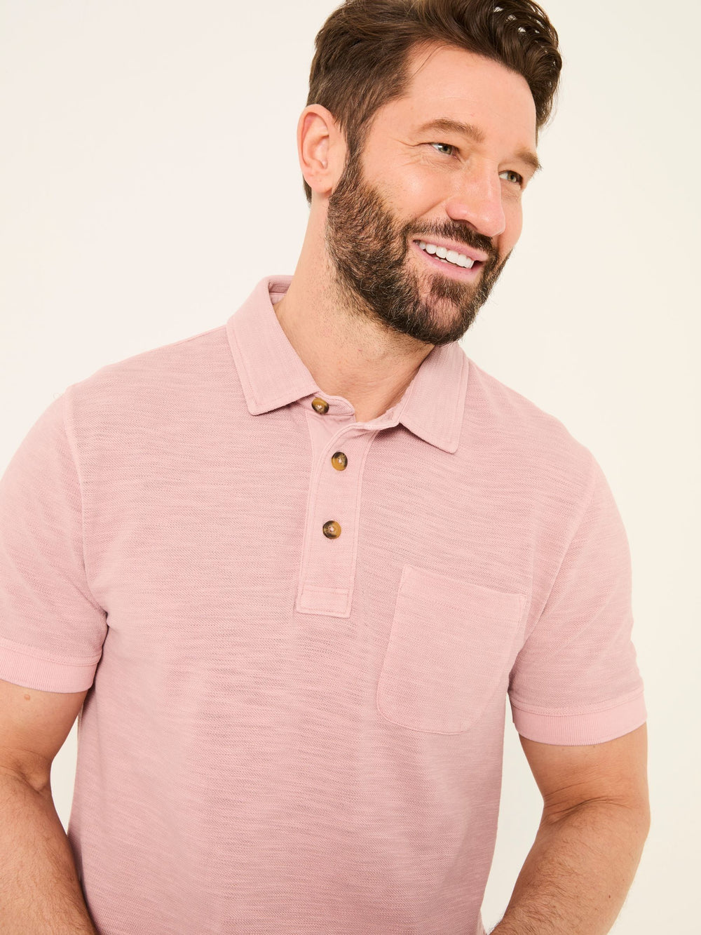 Blush Pink Short Sleeve Slub Pique Polo