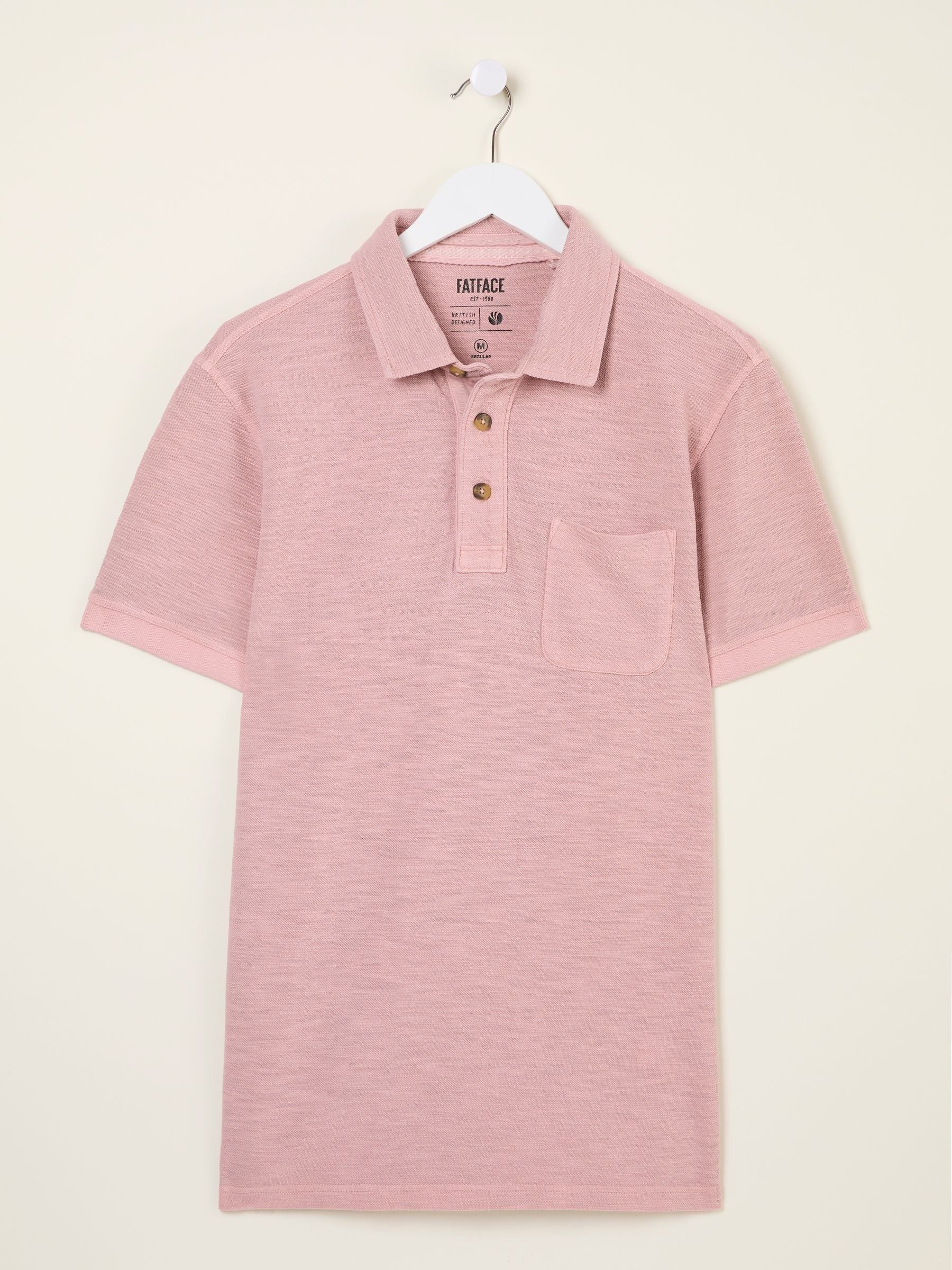 Blush Pink Short Sleeve Slub Pique Polo