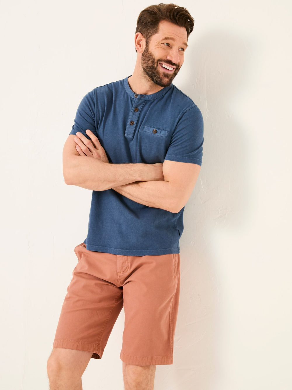 Henley Navy Garment Dyed Pocket Henley