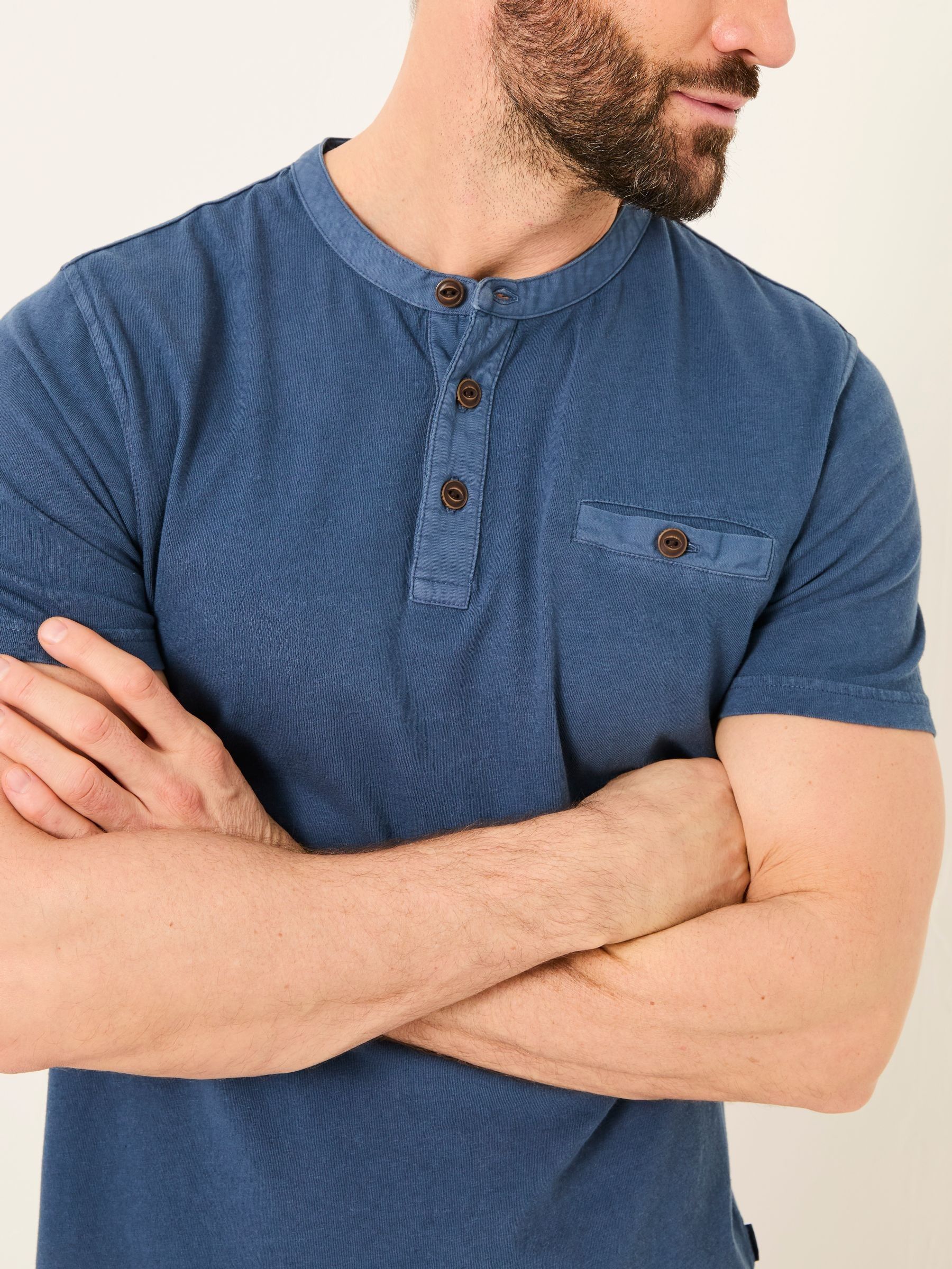 Henley Navy Garment Dyed Pocket Henley