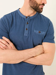 Henley Navy Garment Dyed Pocket Henley