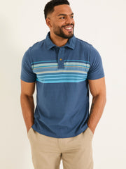 Navy Short Sleeve Chest Stripe Polo