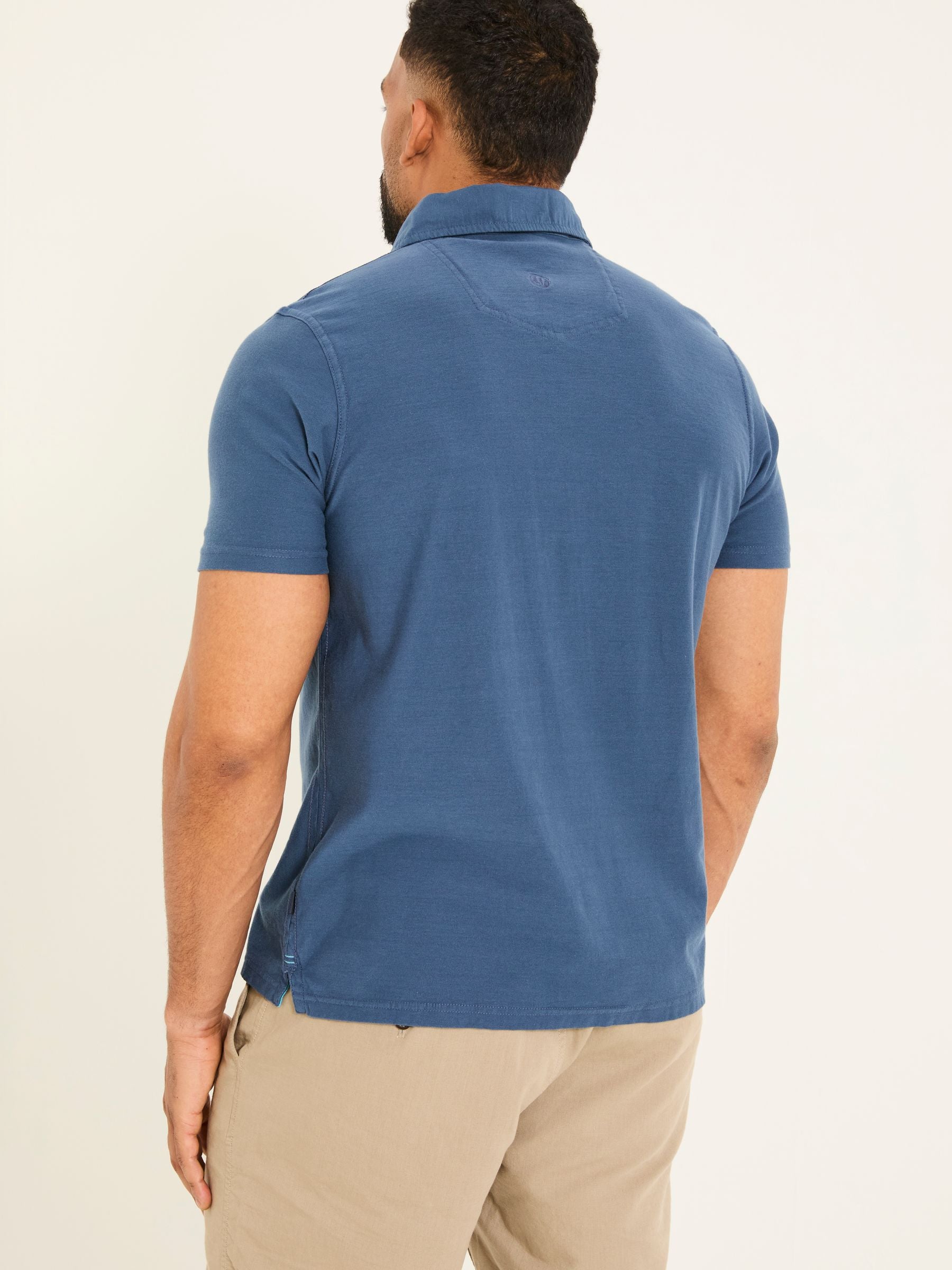 Navy Short Sleeve Chest Stripe Polo