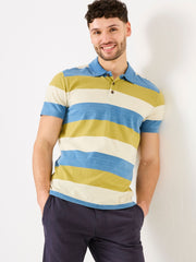 Indigo Blue Block Stripe Polo
