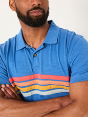 Blue Cut and Sew Chest Stripe Polo