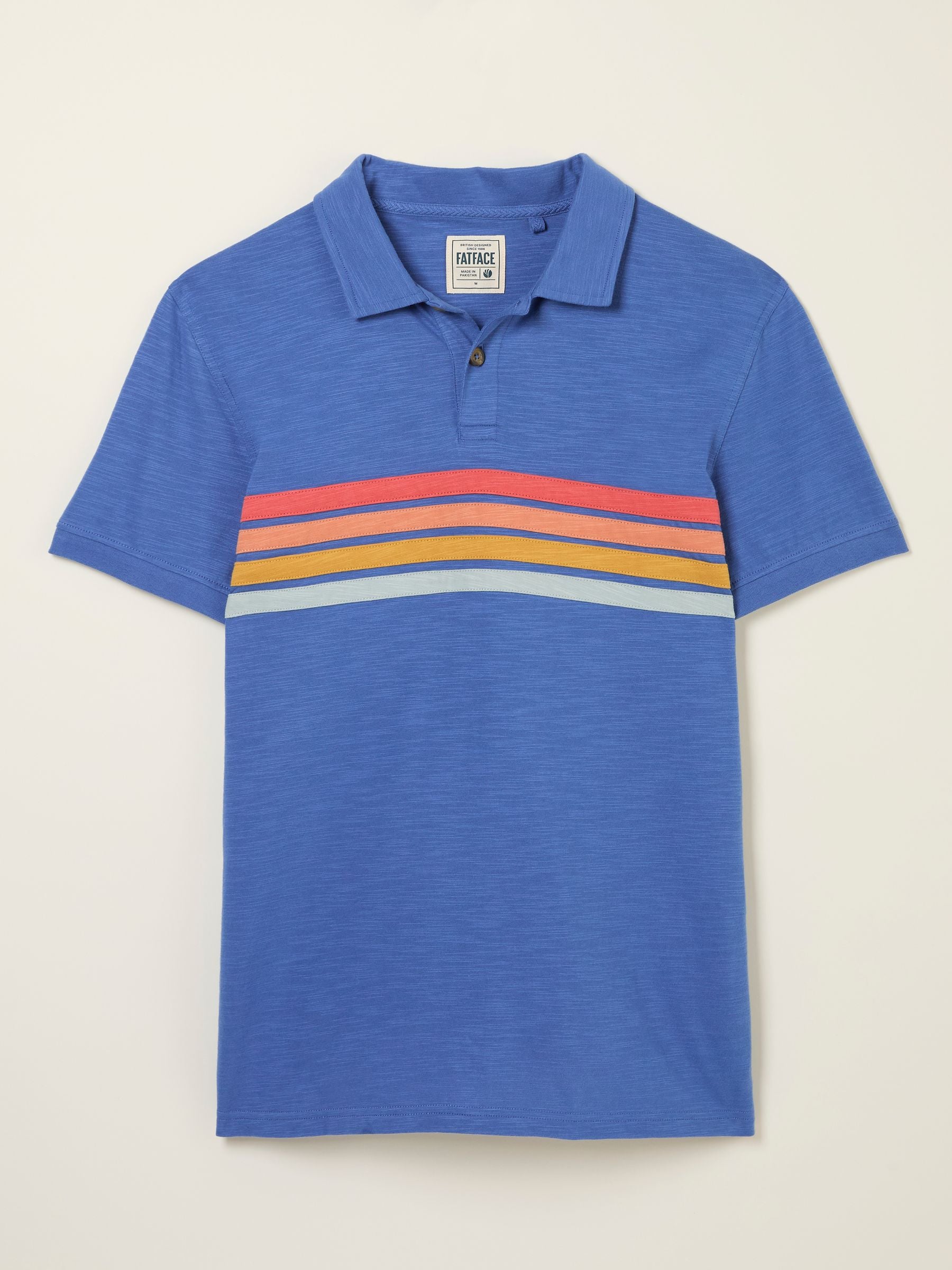 Blue Cut and Sew Chest Stripe Polo