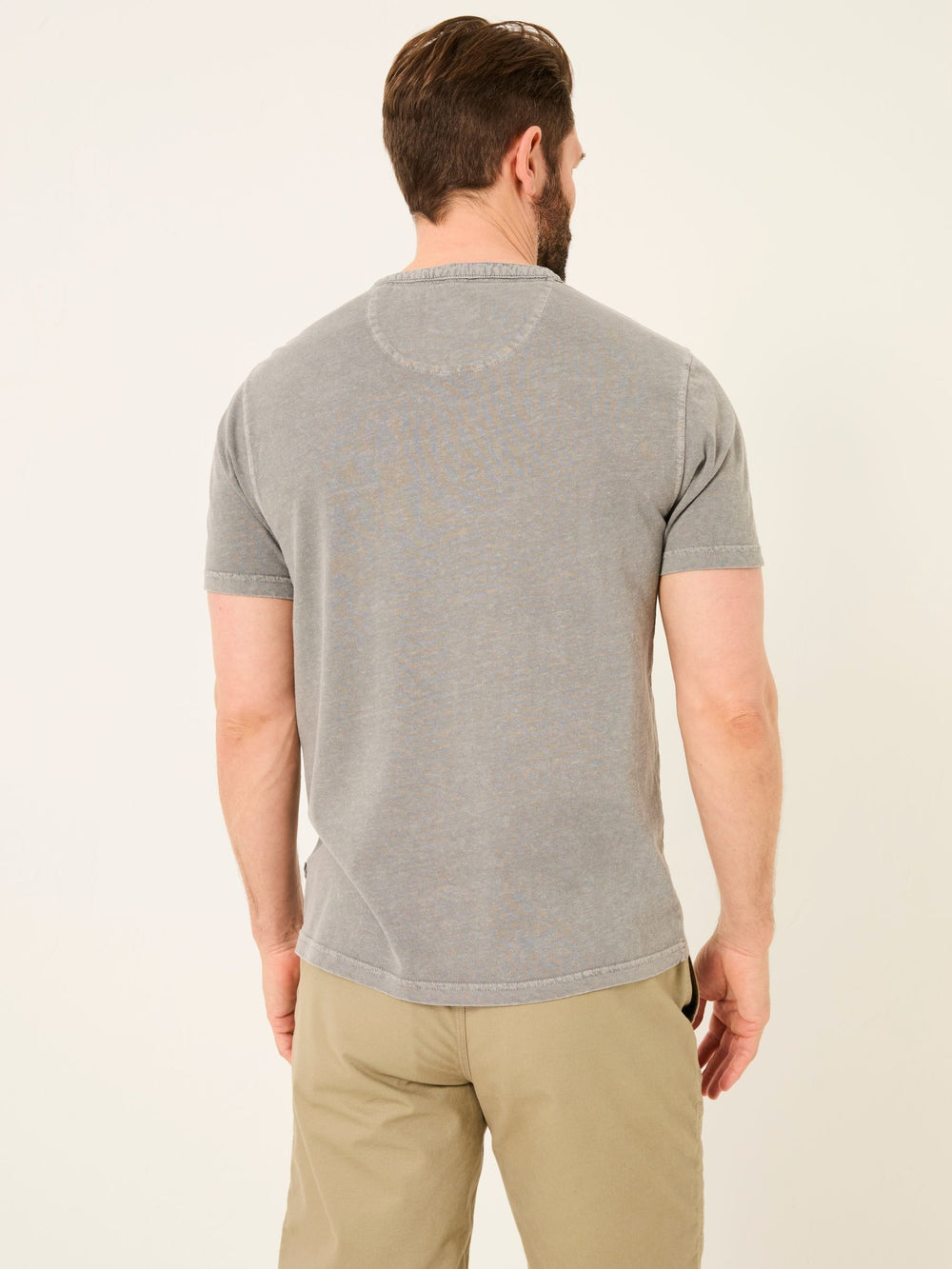 Henley Grey Garment Dyed Pocket Henley