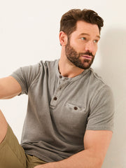 Henley Grey Garment Dyed Pocket Henley