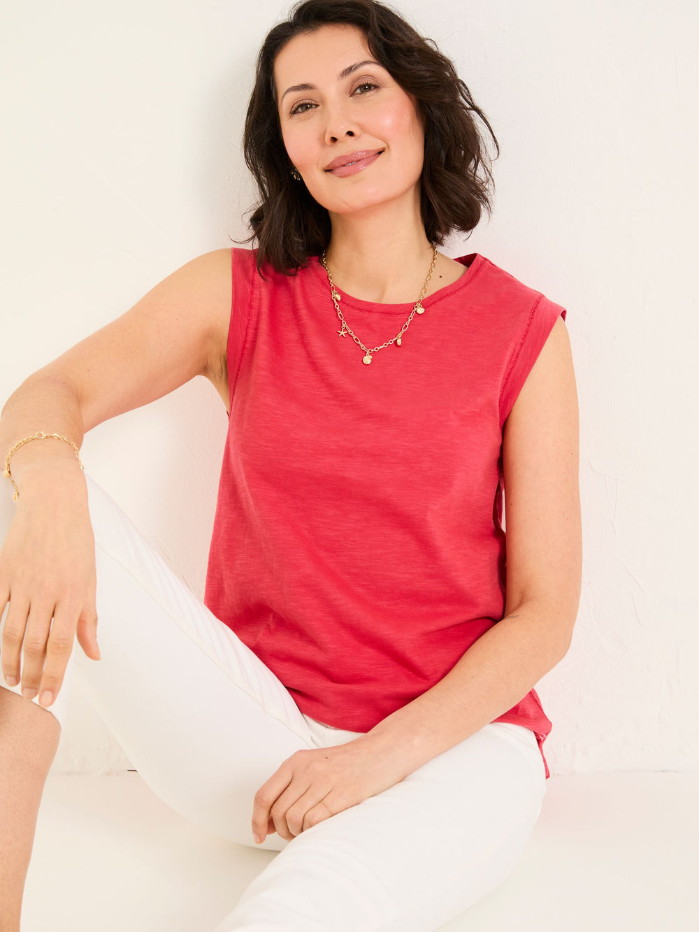 Tia Rust Red Jersey Tank Top