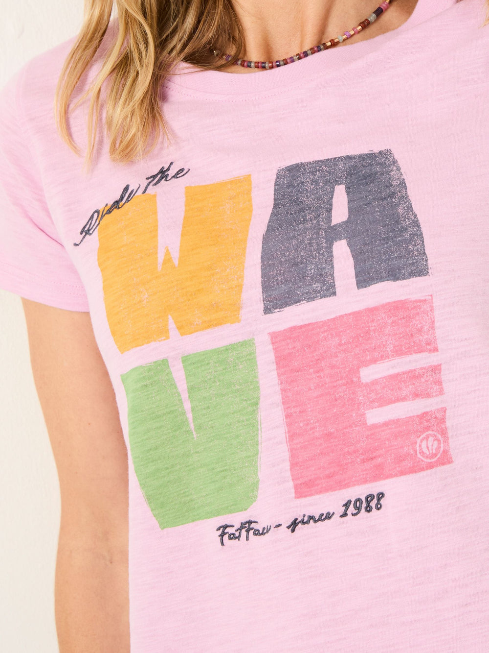Light Pink Ride The Wave Graphic T Shirt