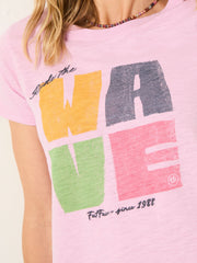 Light Pink Ride The Wave Graphic T Shirt