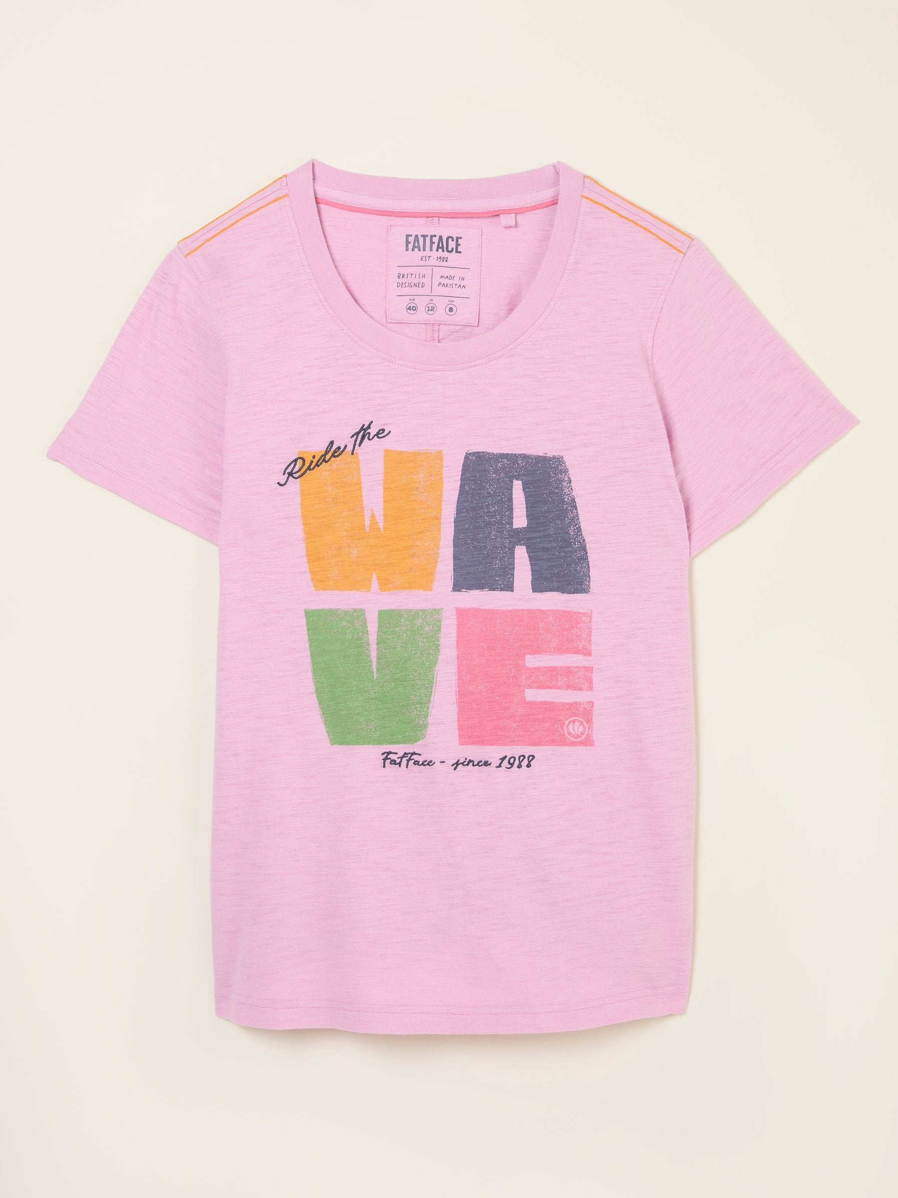 Light Pink Ride The Wave Graphic T Shirt
