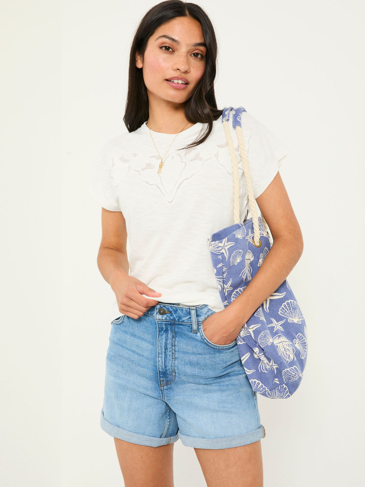 Chloe White Lace Cutwork T-Shirt