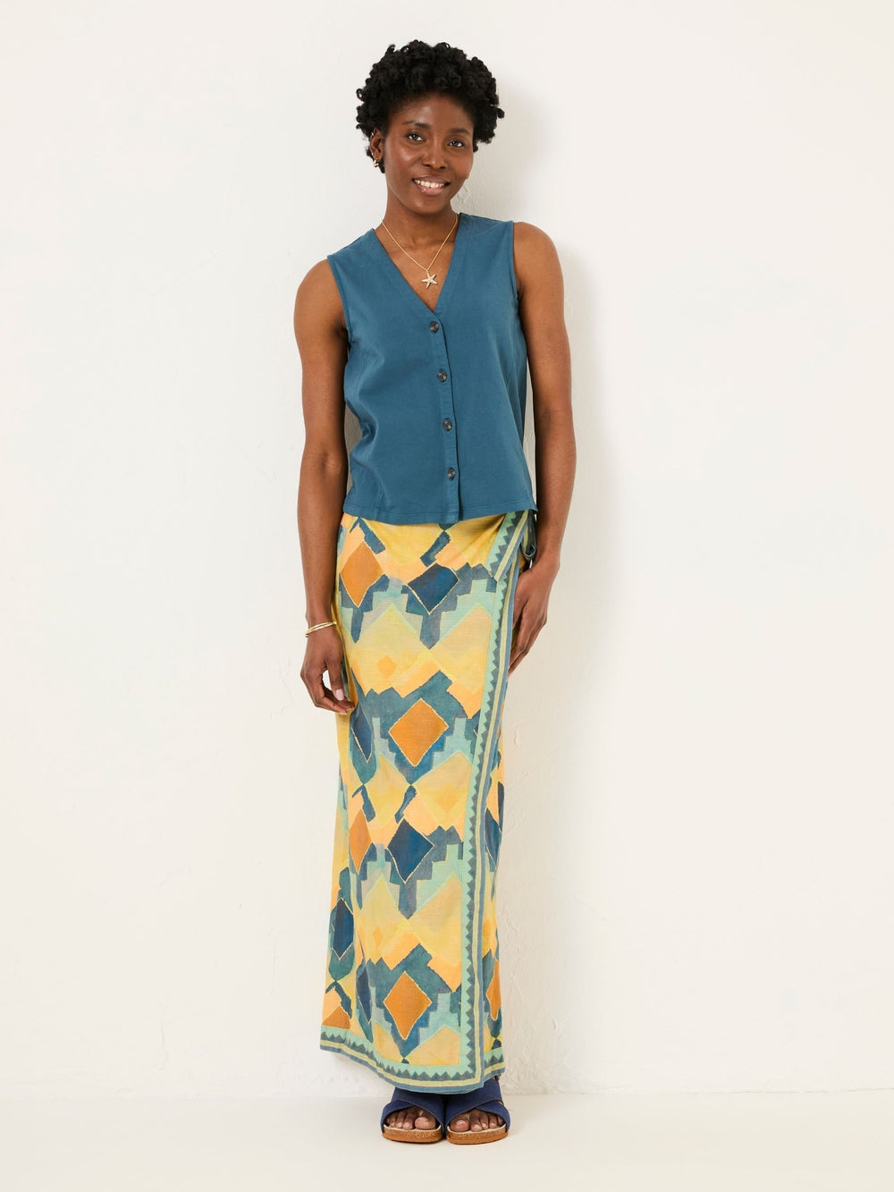 Joni Dark Teal Blue Jersey Waistcoat