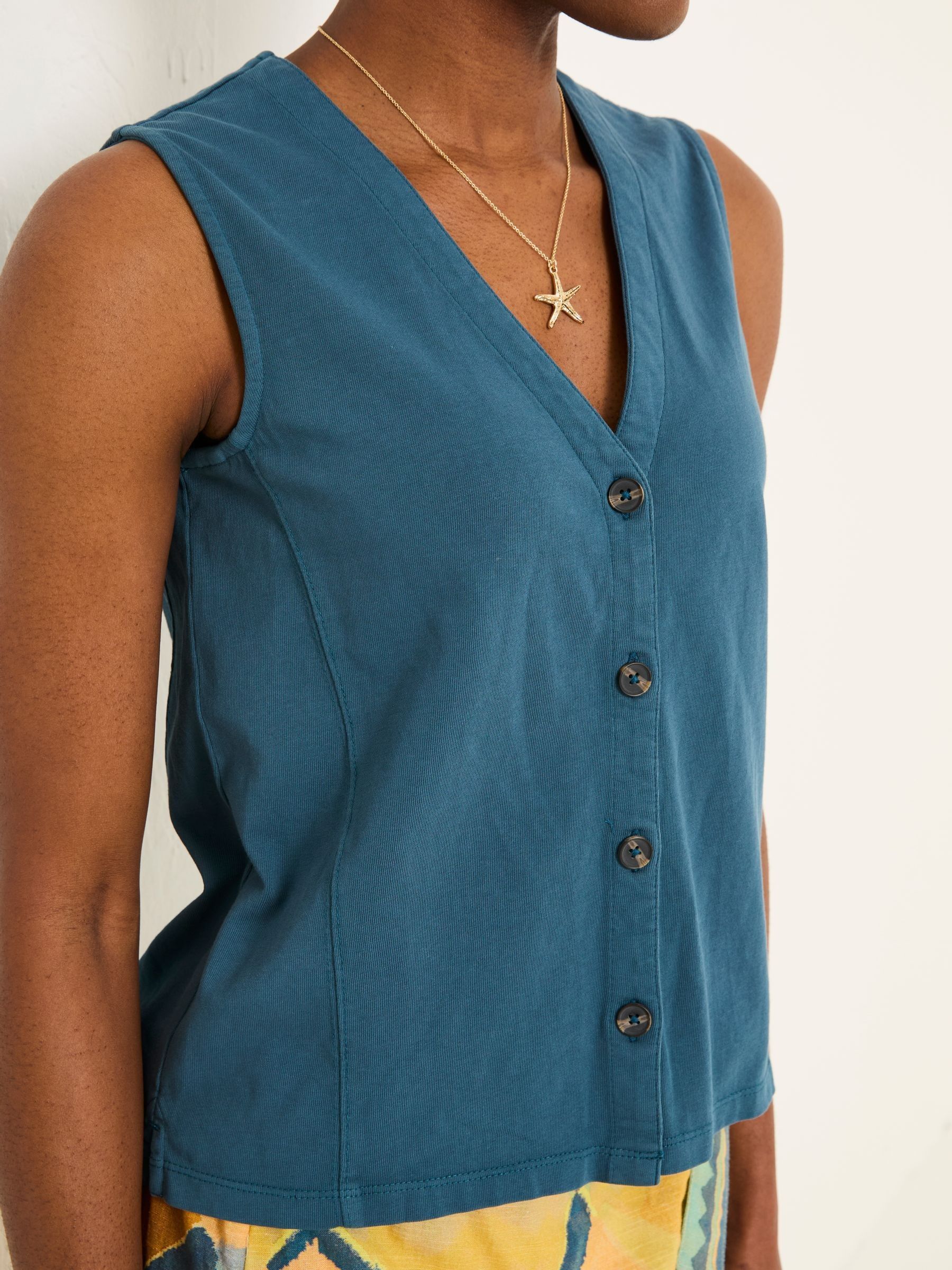 Joni Dark Teal Blue Jersey Waistcoat