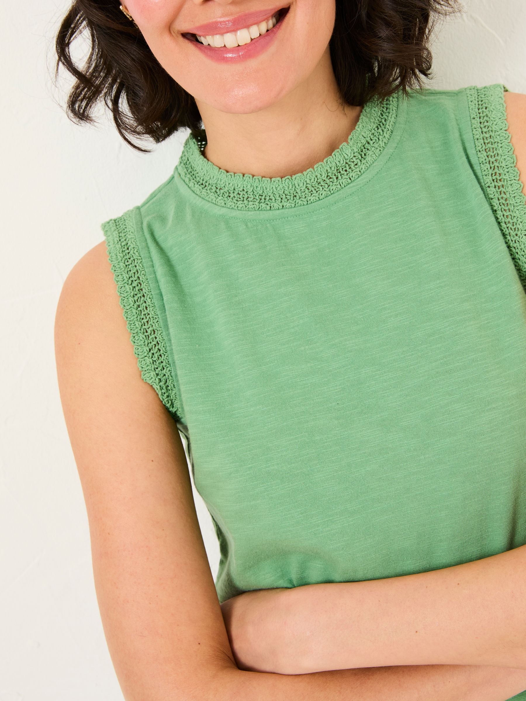 Isla Green Lace Jersey Tank Top
