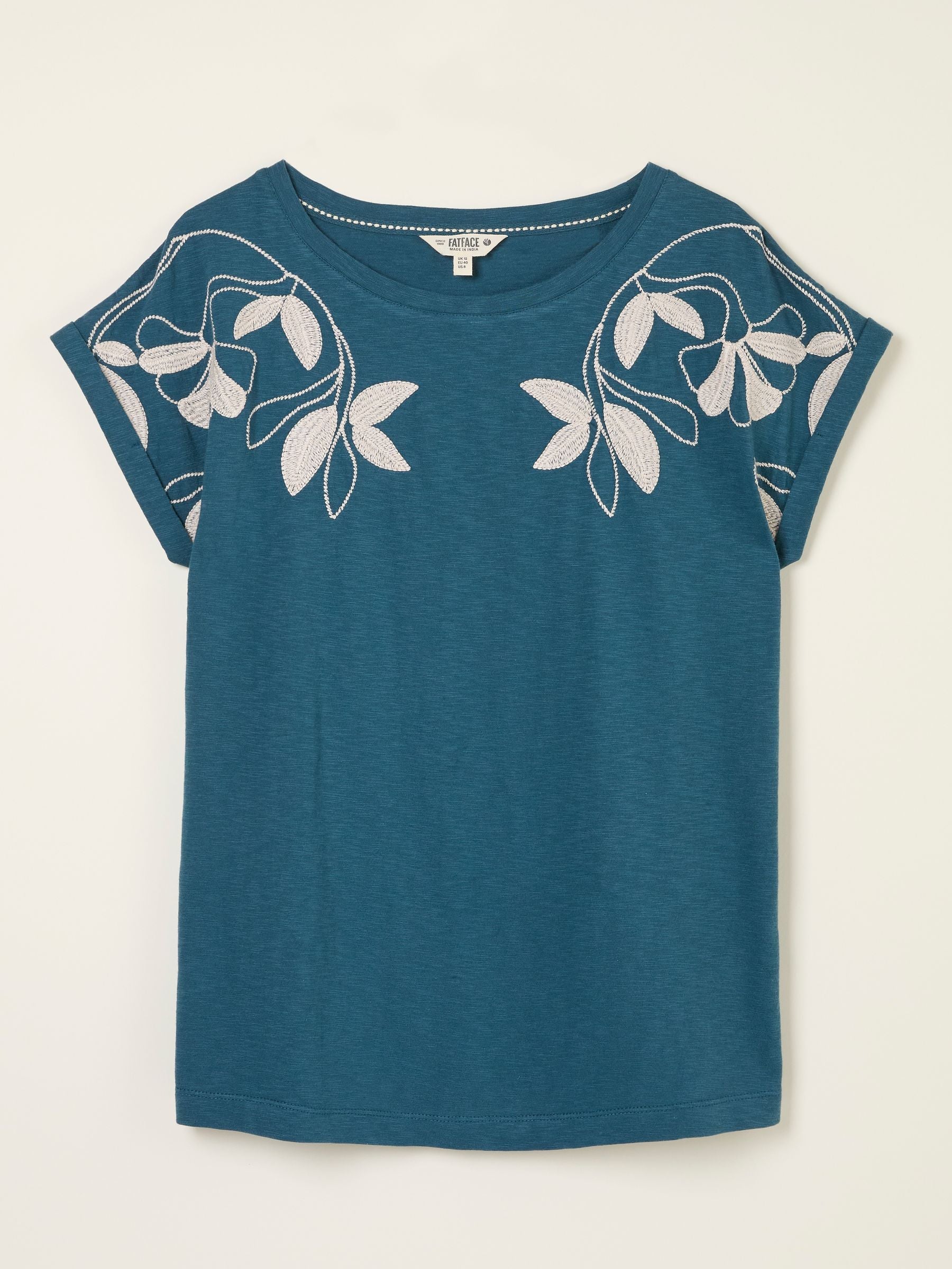 Ivy Teal Blue Embroidered T-Shirt