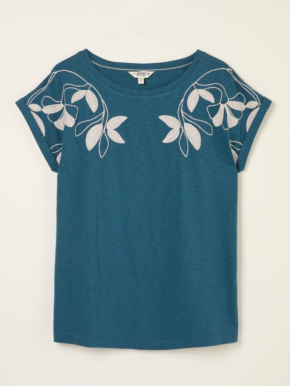 Ivy Teal Blue Embroidered T-Shirt
