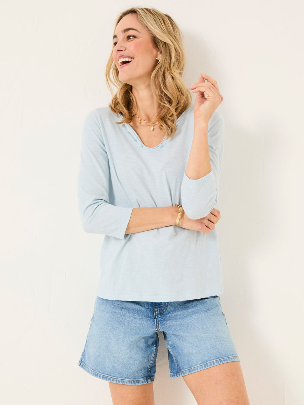 Porter Pale Blue 100% Cotton T-Shirt