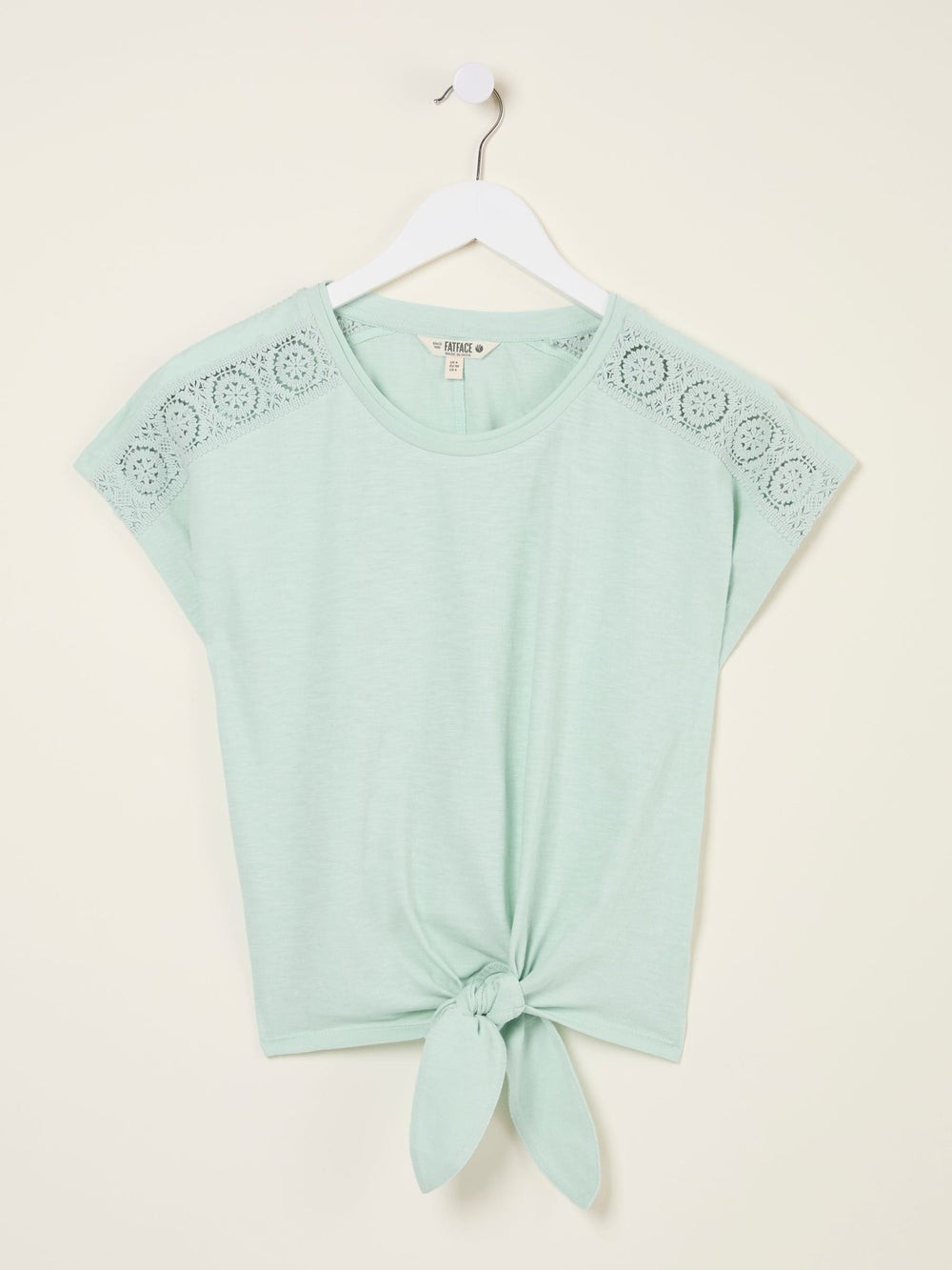 Mint Green Lace Tie Front T Shirt