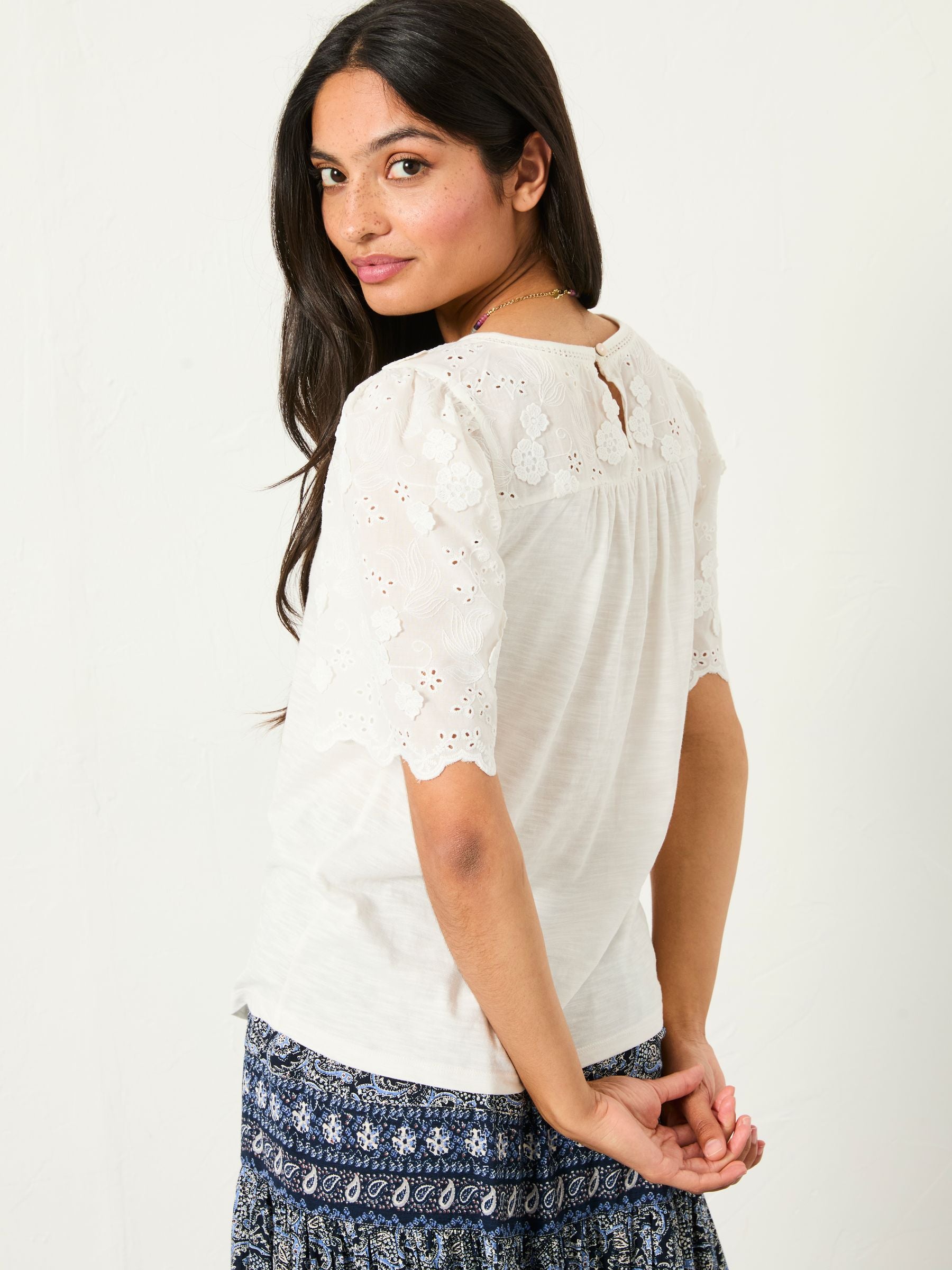 Ivory Pretty Broderie Top