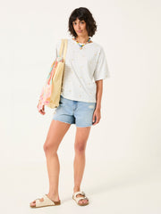 Maddie Ivory Embroidered Stripe T Shirt
