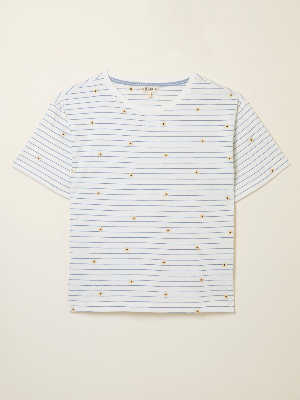 Maddie Ivory Embroidered Stripe T Shirt