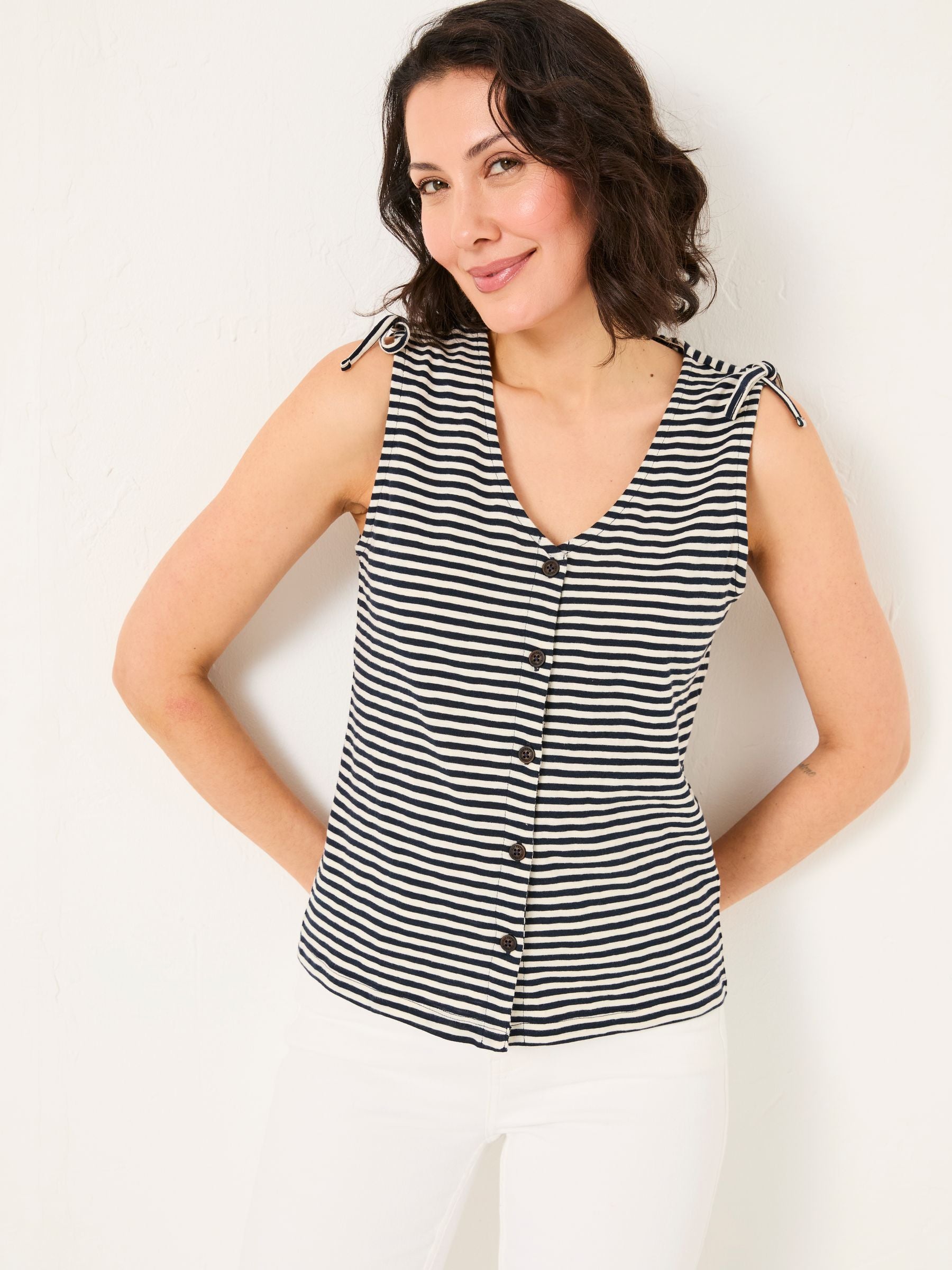Claudia Navy Stripe Jersey Tank