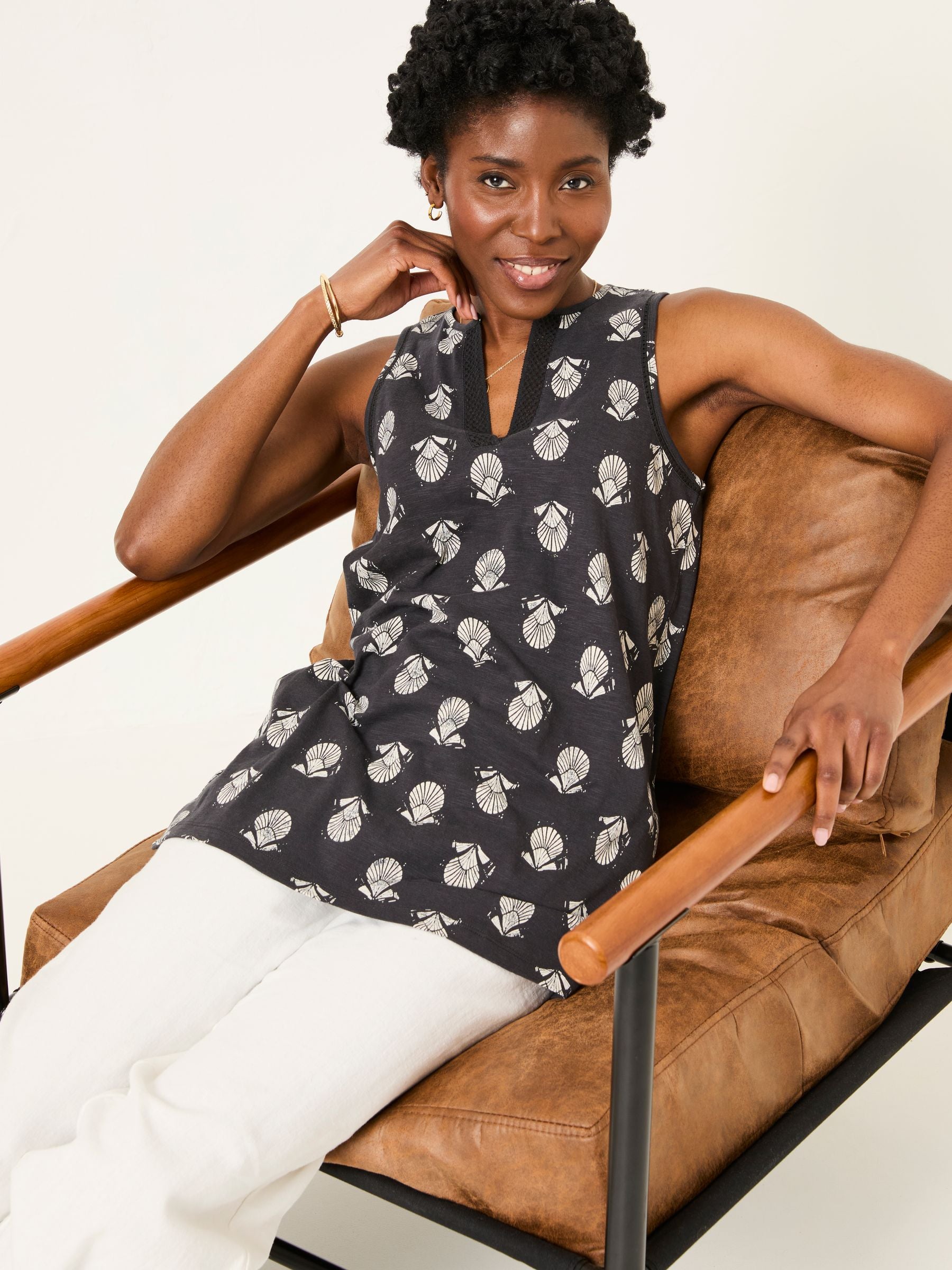 Tessa Black Mono Shells Jersey Tunic
