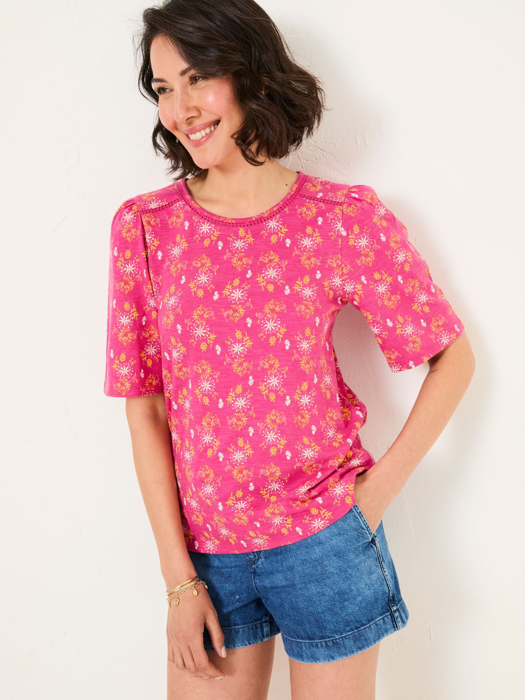 Kim Mid Pink Floral Block Floral Block Top