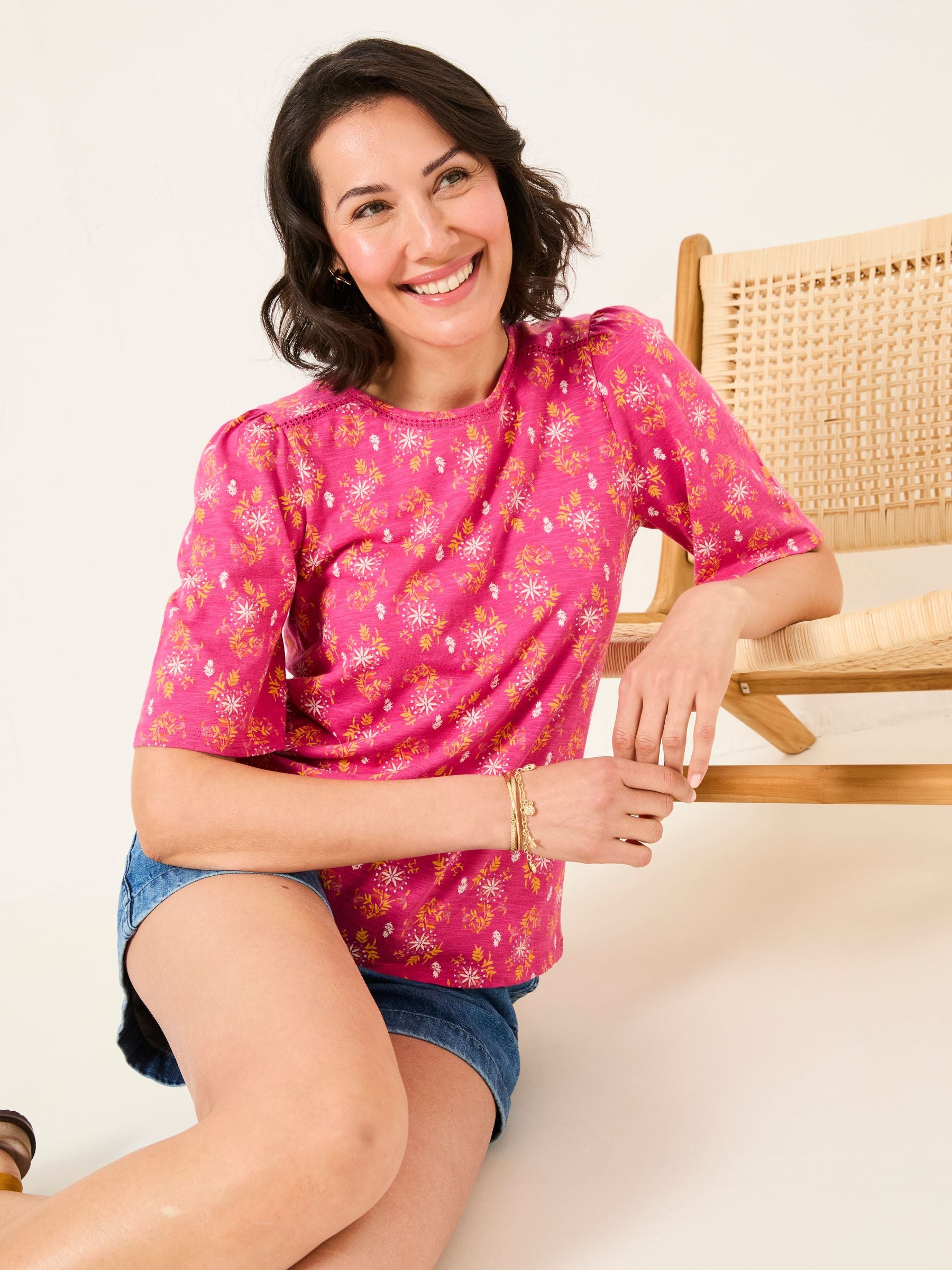Kim Mid Pink Floral Block Floral Block Top