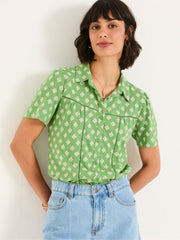 Kit Mid Green Woodblock Short Sleeve Jersey Shirt