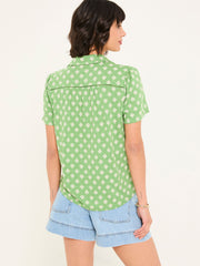 Kit Mid Green Woodblock Short Sleeve Jersey Shirt
