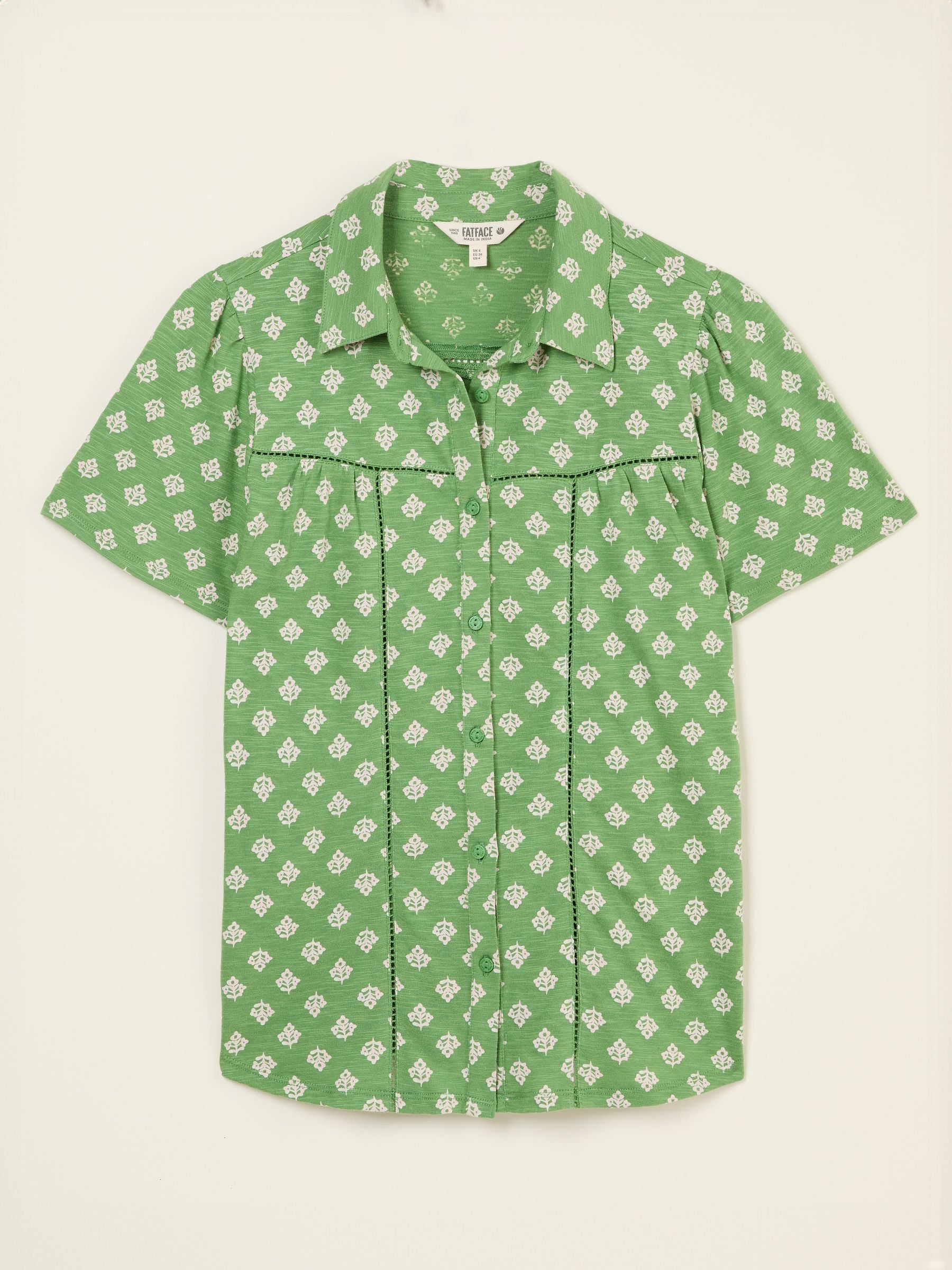 Kit Mid Green Woodblock Short Sleeve Jersey Shirt