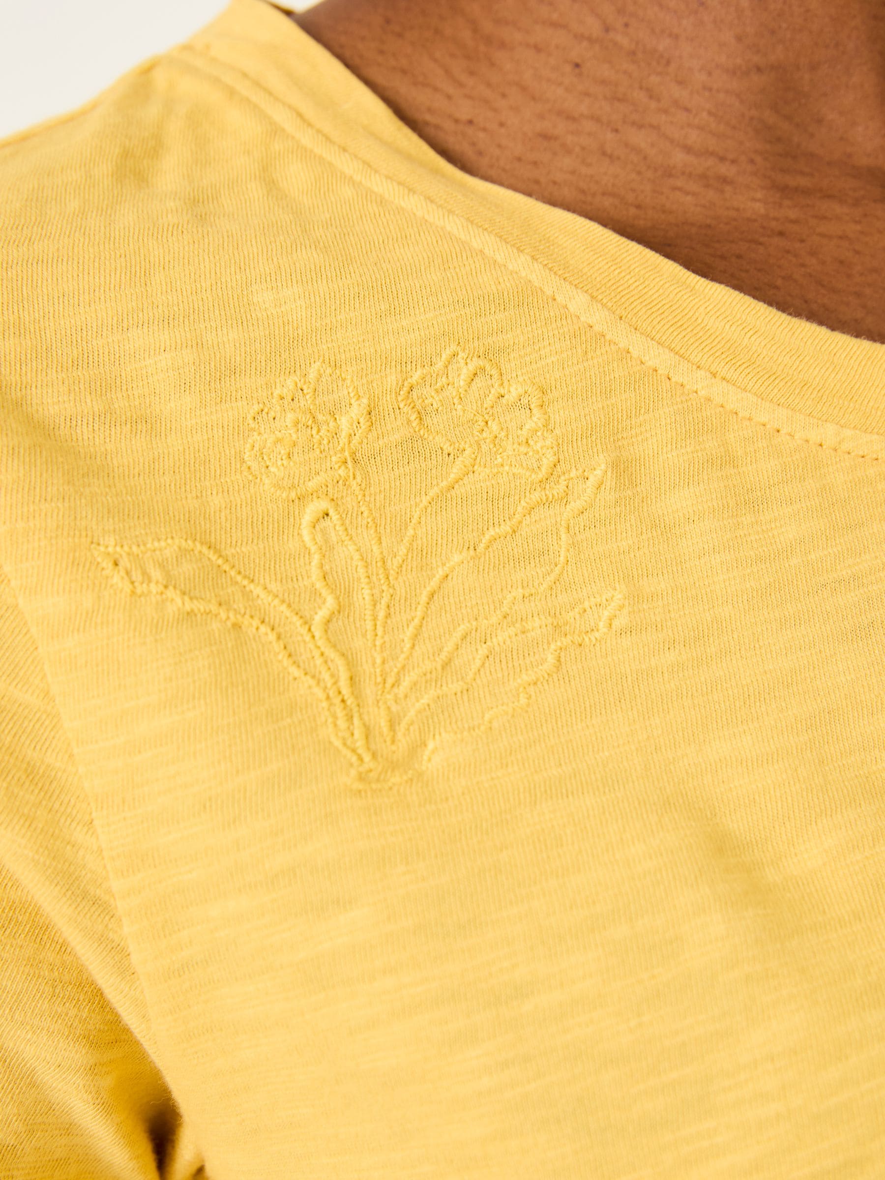 Natalie Light Yellow Beeble Embroidered T Shirt