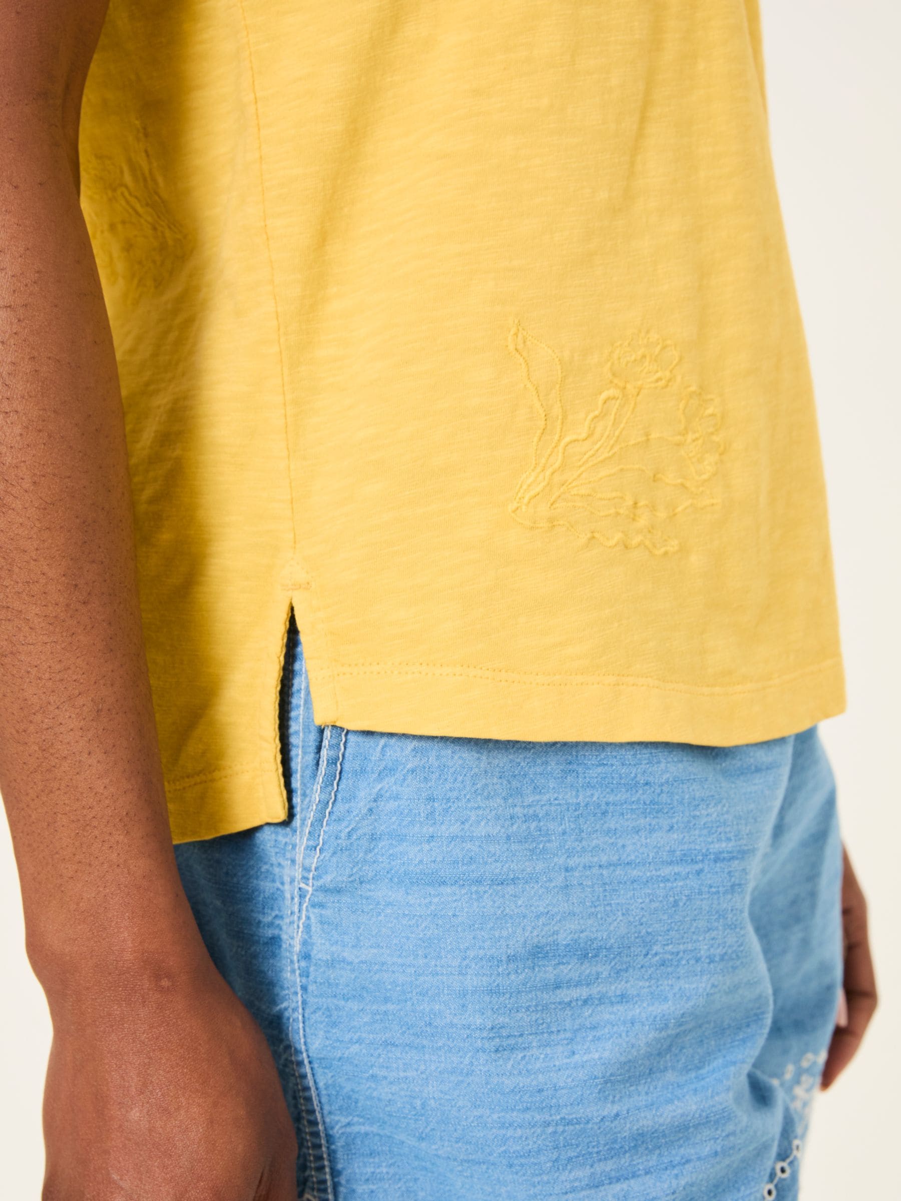 Natalie Light Yellow Beeble Embroidered T Shirt