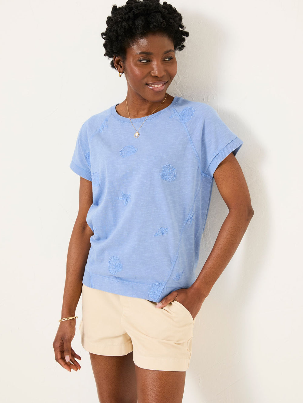 Blue Embroidered MCS TShirt