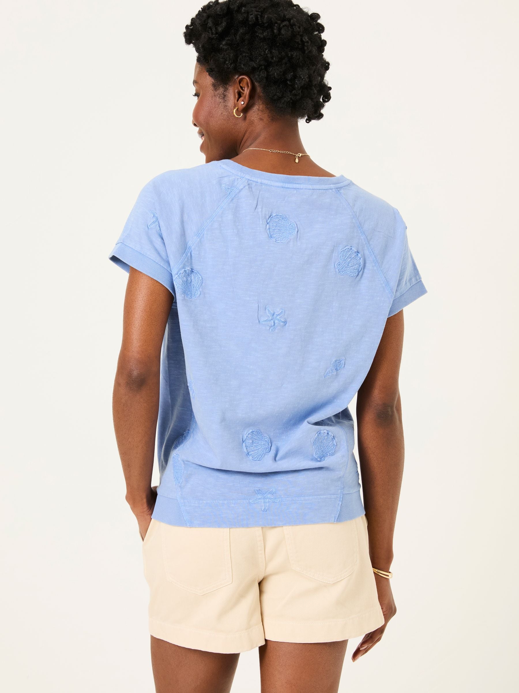 Blue Embroidered MCS TShirt