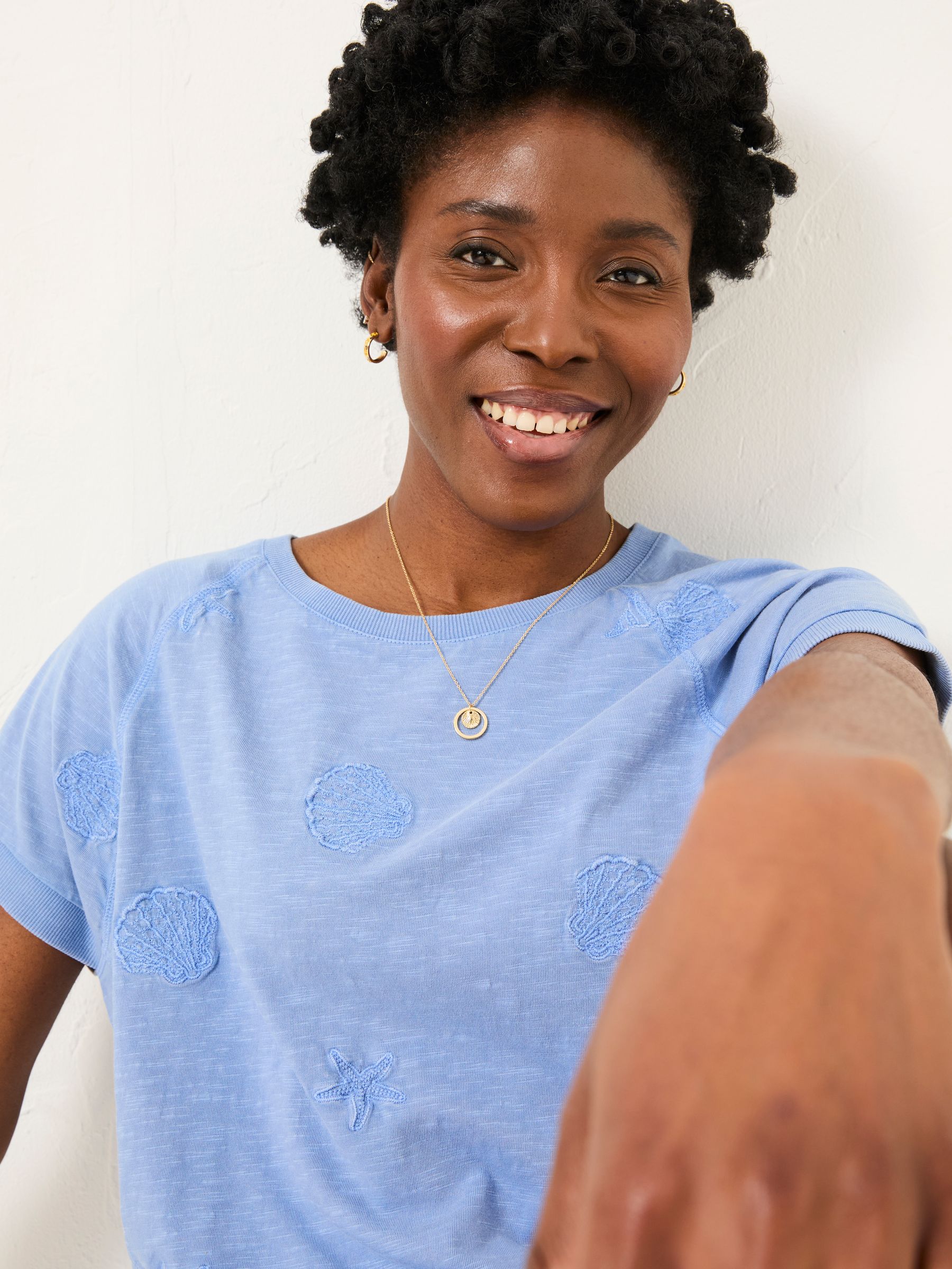 Blue Embroidered MCS TShirt