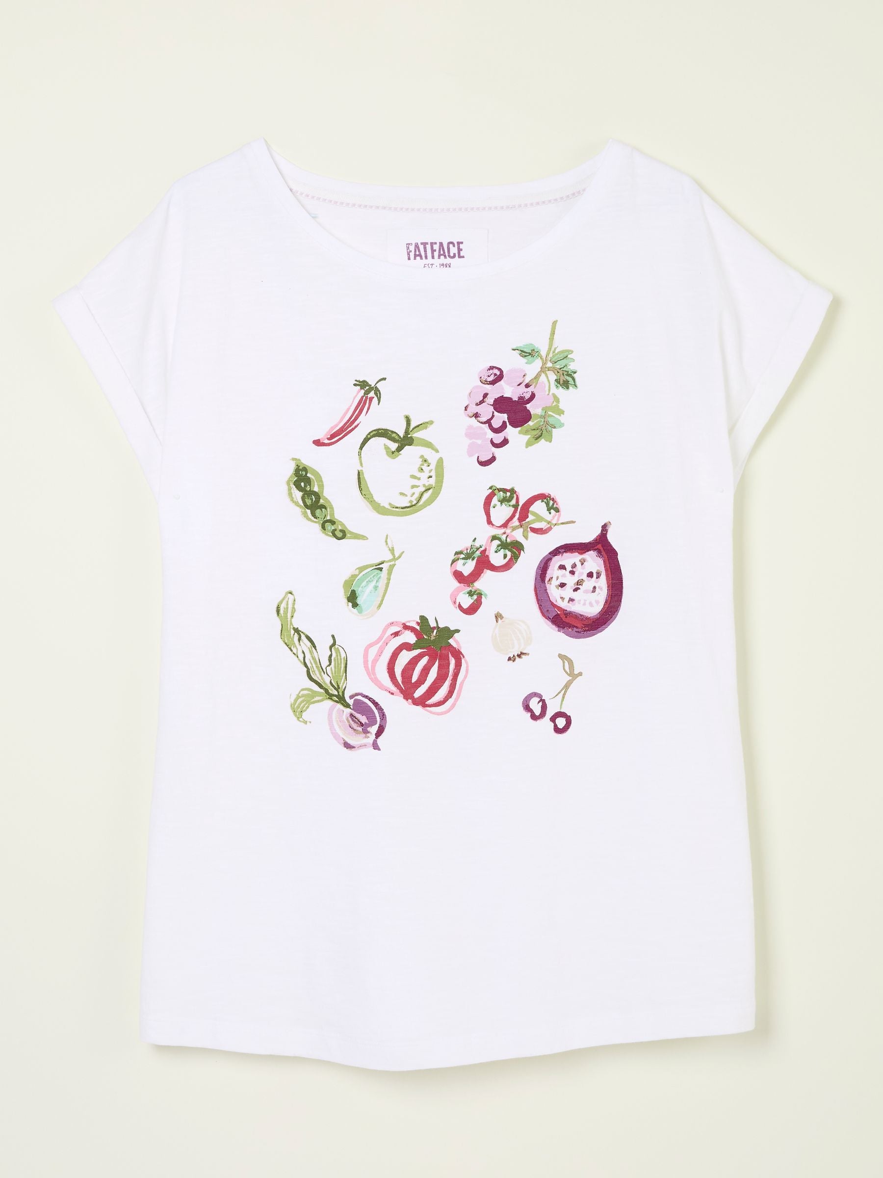 Ivy White Fruit Print Graphic T Shirt