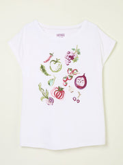 Ivy White Fruit Print Graphic T Shirt