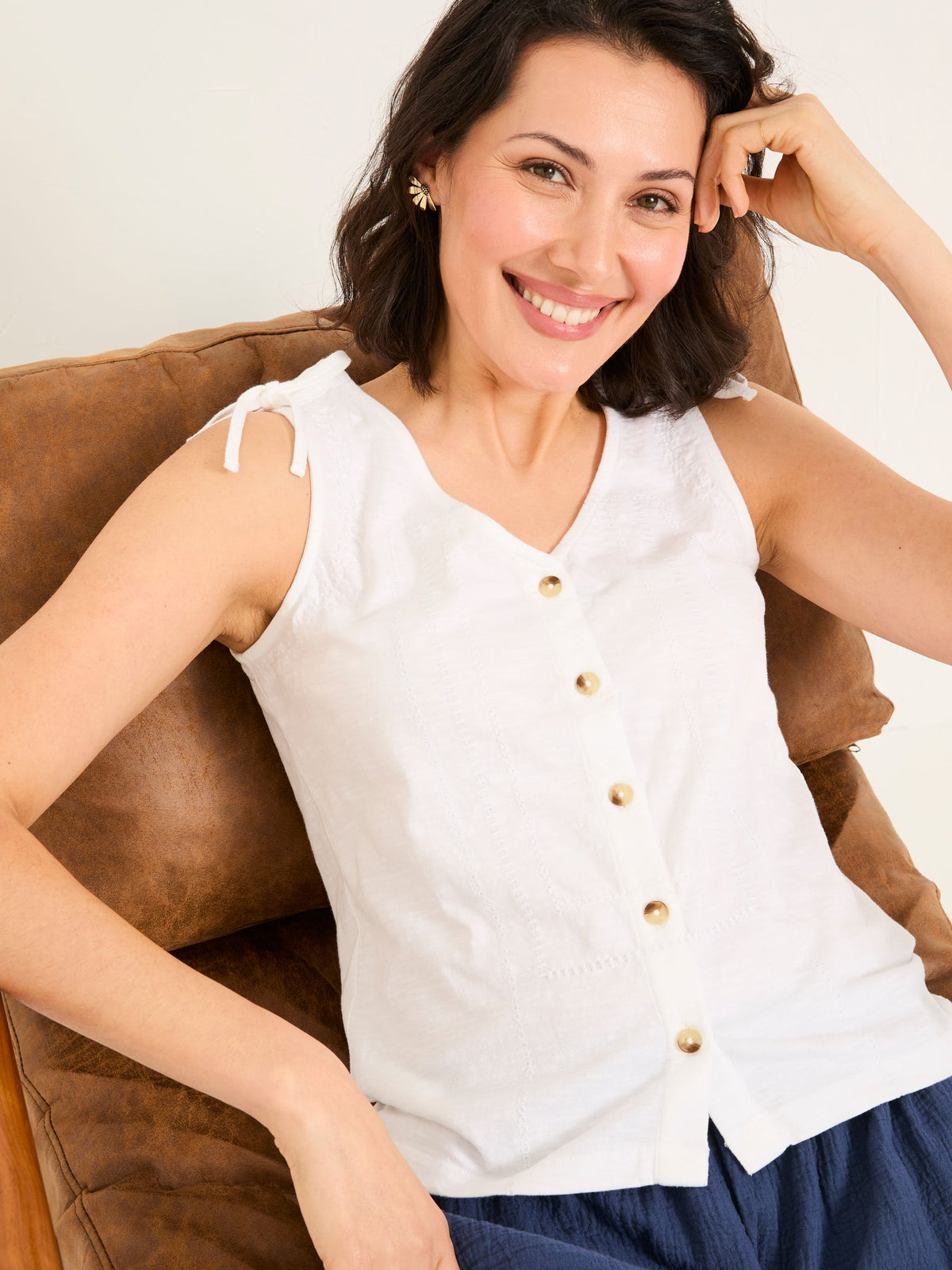 Claudia White Stripe Jersey Tank