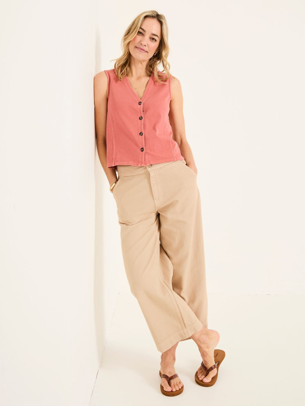 Joni Rose Pink Jersey Waistcoat