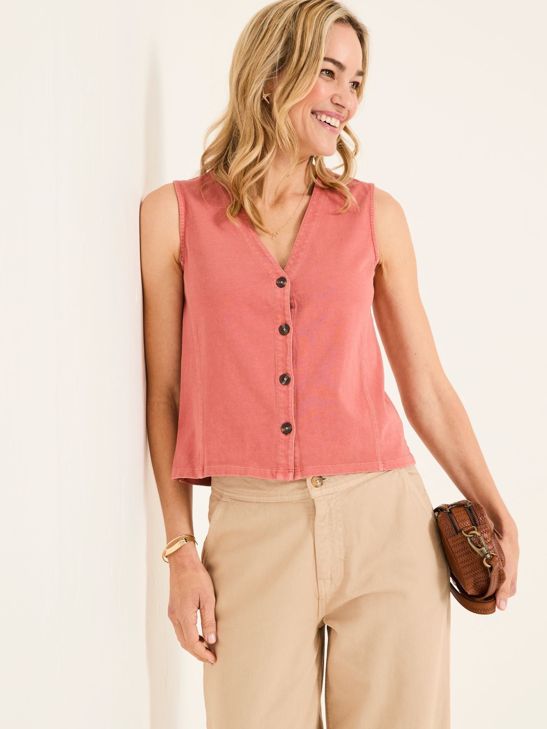 Joni Rose Pink Jersey Waistcoat