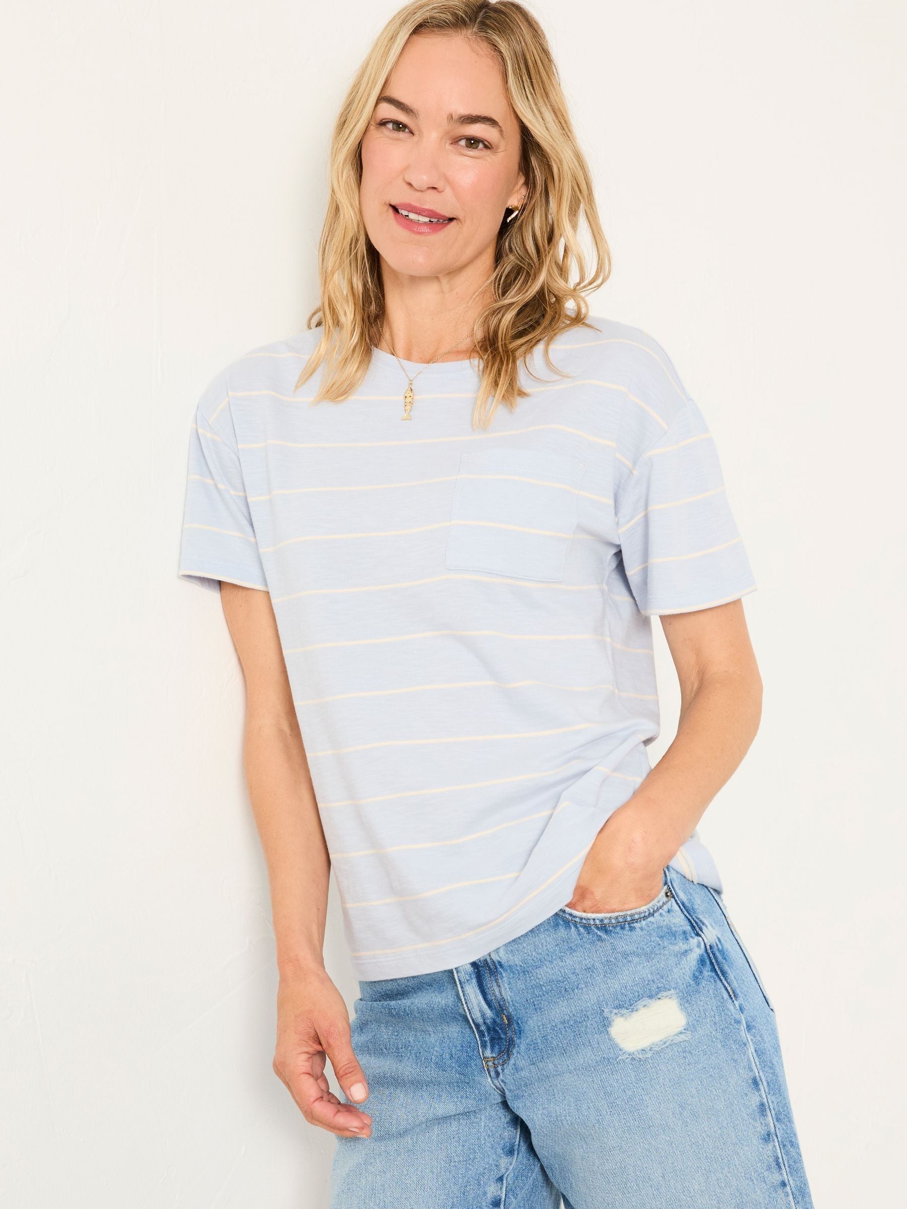 Lily Light Blue Stripe T Shirt