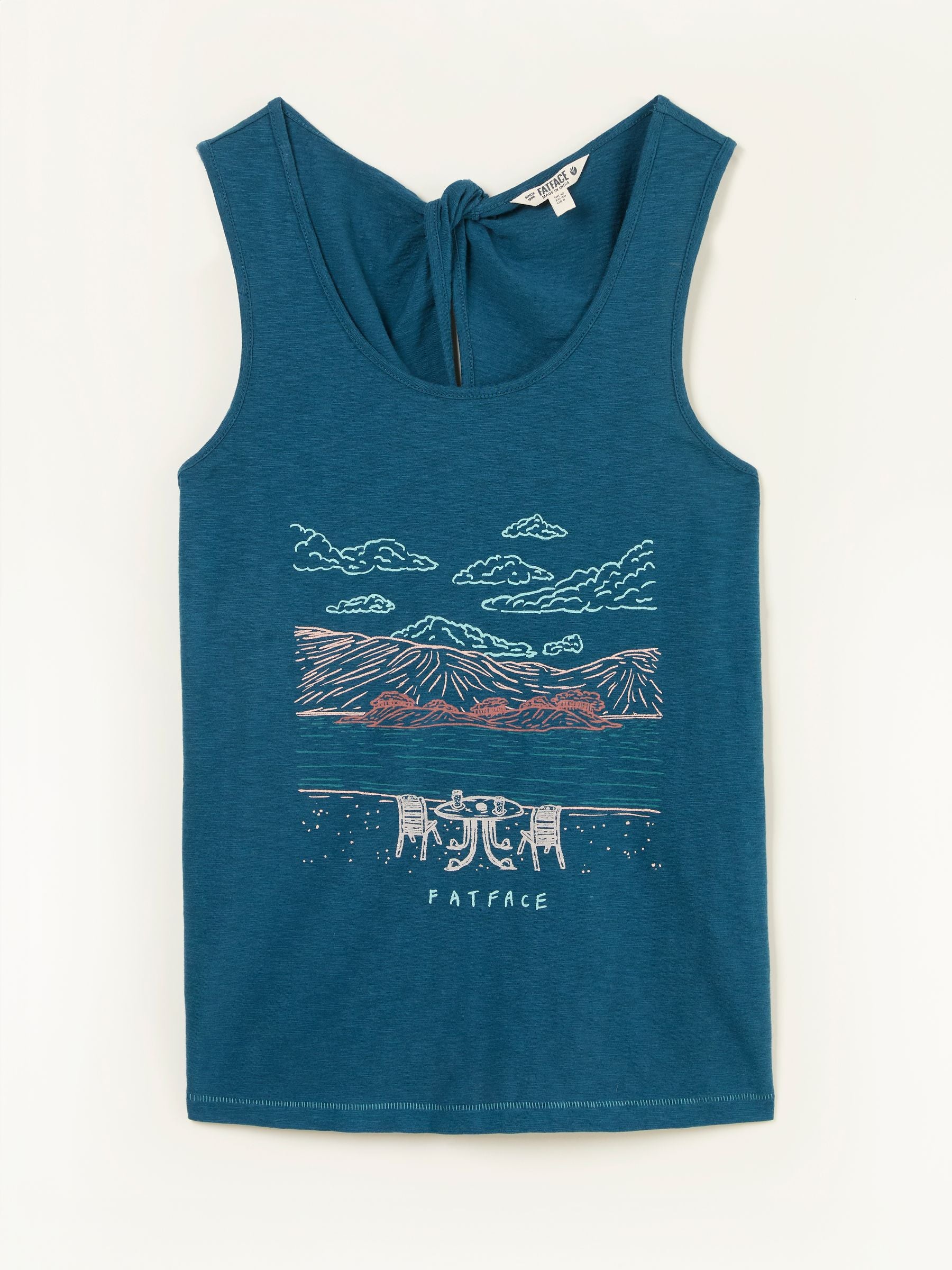 Teal Blue Scene Graphic Vest