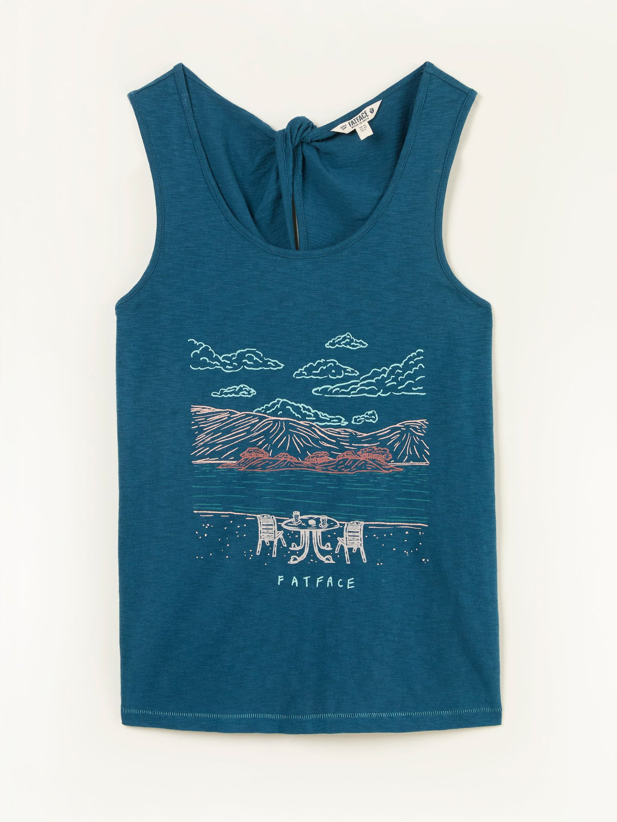 Teal Blue Scene Graphic Vest