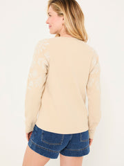 Ellie Natural Embroidered Crew Sweatshirt